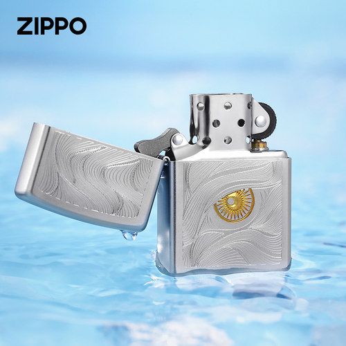 zippo打火机秋水含睛缎纱镀铬官方正品防风煤油告白礼物送男友 - 图2