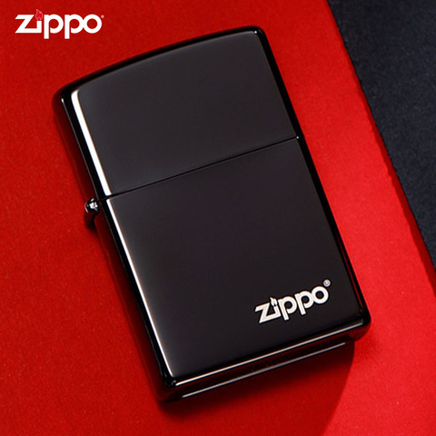 原装正品 ZIPPO打火机正版 黑炫冰 芝宝经典商标标志 24756ZL防风