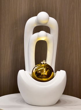 招财流水客厅加湿器树脂流水摆件