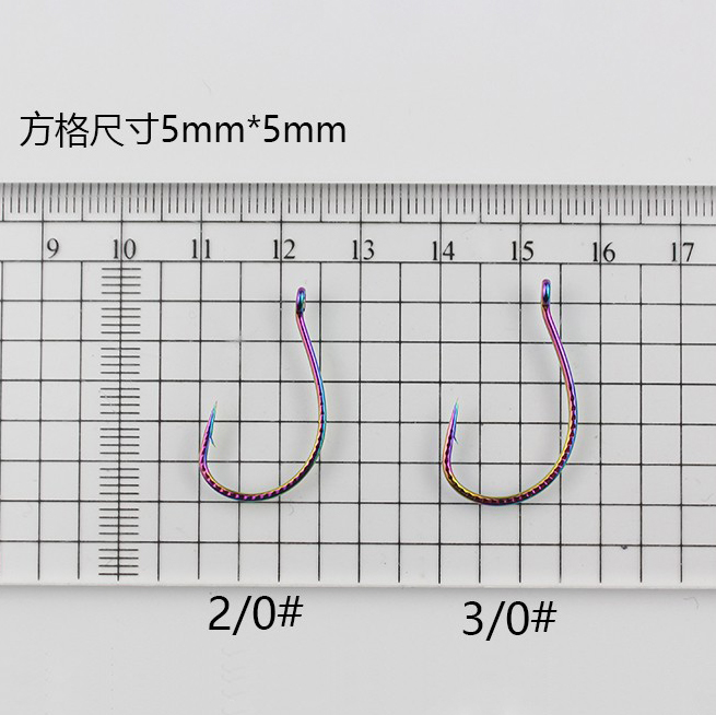 七彩龙鳞倒钓钩散装8003鱼钩路亚钓钩泥鳅钩鳜鱼鲈鱼翘嘴钩软饵钩 - 图1