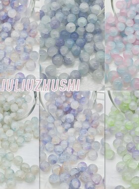 10mm蓝色系玉碎琉璃珠串珠散珠手工DIY装饰配件手链项链仙女饰品