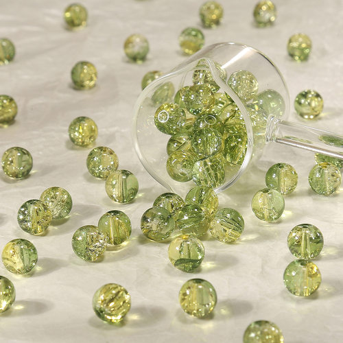 大鱼海棠50颗装珠子散珠diy手链材料冰裂爆花琉璃珠10mm串珠配件 - 图1