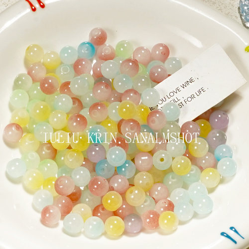 8mm双色玉料珠子手工diy琉璃手串配件批发玻璃珠串珠散珠材料配件 - 图3