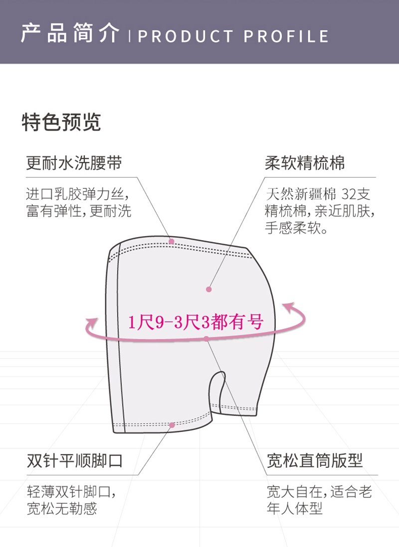 ab内衣女中老年人纯棉平角裤宽松高腰大码阿罗裤奶奶老人内裤L622 - 图0