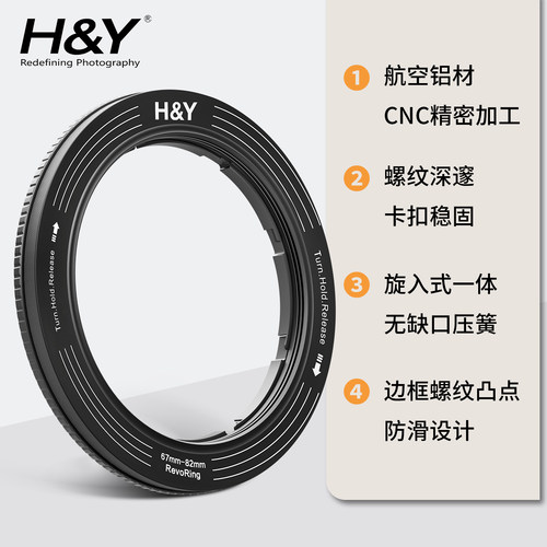 H&Y RevoRing 滤镜转接环 可调转接环 一环多用 可变口径 67 72 77 82mm适用于佳能尼康富士索尼相机微单镜头 - 图1