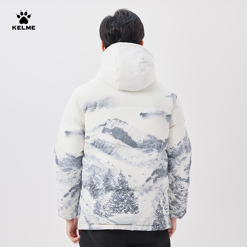KELME卡尔美短款羽绒服男女款冬季2024雪山连帽保暖运动加厚外套