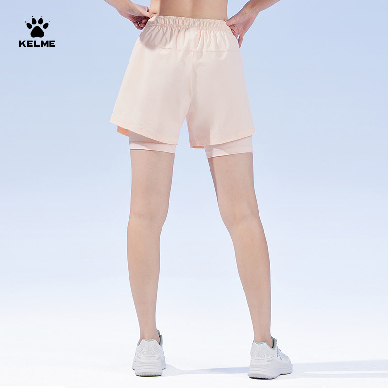 KELME卡尔美 防走光假两件运动短裤女夏健身房训练跑步速干瑜伽裤,淘宝优惠券,粉丝福利购,淘宝优惠卷