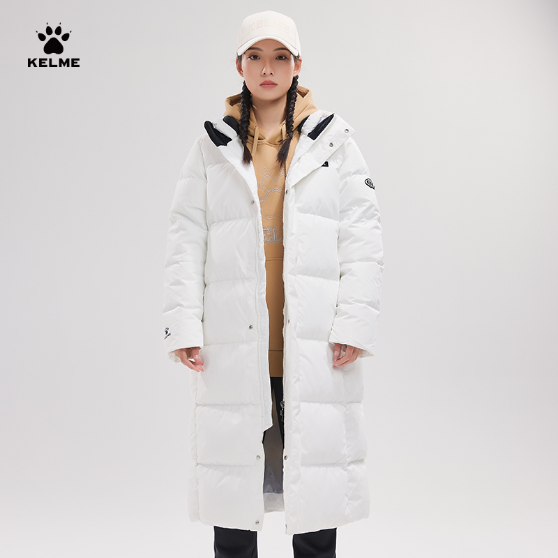 KELME卡尔美运动羽绒服女官方旗舰 长款大衣加厚保暖防寒冬季外套