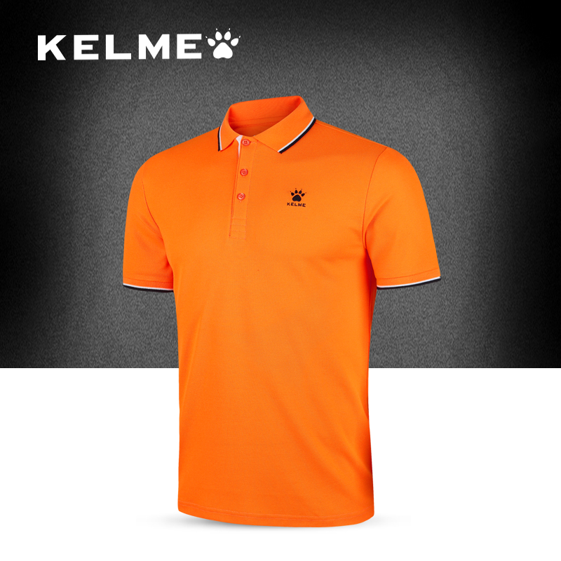 KELME卡爾美 夏季男士運動休閒POLO衫翻領條紋T恤透氣速幹短袖男