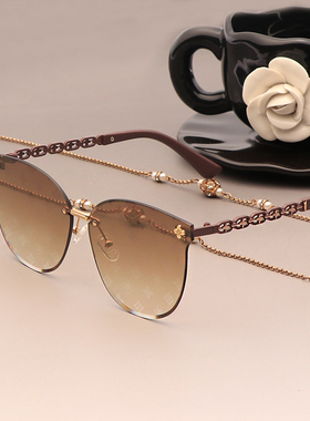 无框切边印花墨镜防晒个性高街感