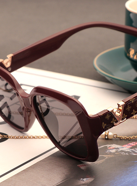 拼接红框墨镜女高级红防紫外线潮