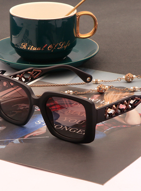 偏光开车方框网红风白色小脸墨镜