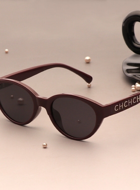 偏光防晒小脸猫眼墨镜配近视红色