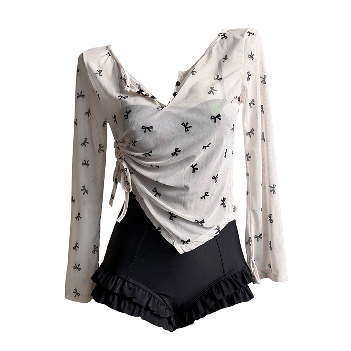 温泉泳衣女连体长袖罩衫微胖女孩显瘦遮肉钢圈聚拢泳装ins风温泉,淘宝优惠券,粉丝福利购,淘宝优惠卷