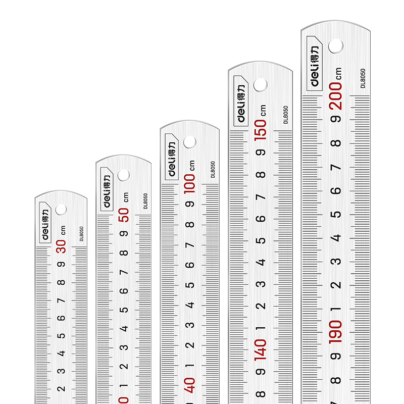 得力钢尺直尺不锈钢2cr13厚尺子1米2米15cm30cm50特厚铁尺子钢板 - 图3