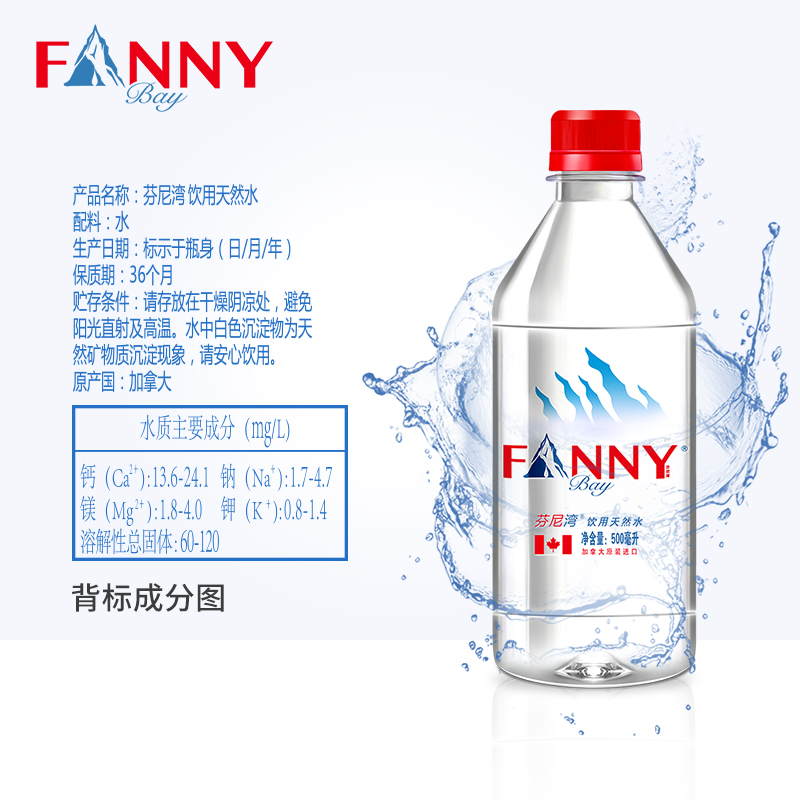 芬尼湾旗舰店加拿大芬尼湾进口天然饮用水500ML*12瓶整箱矿泉水3