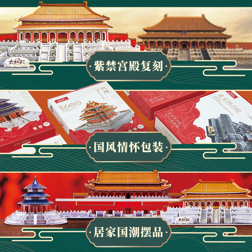 乐立方故宫太和殿天坛角楼拼装建筑模型中国风3D立体拼图天安门 - 图1