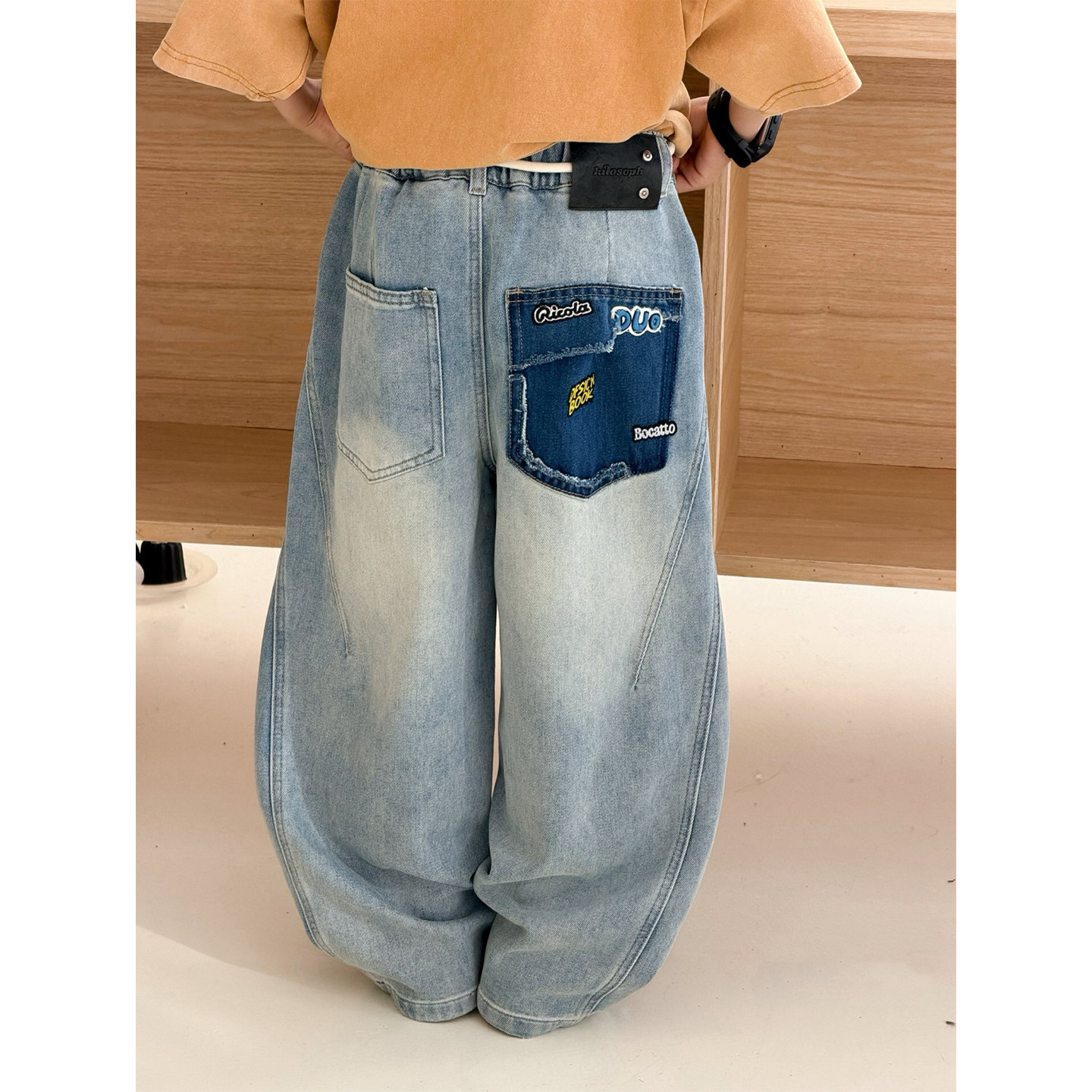 大E小e童装儿童牛仔裤2026春装中大童弯刀裤男女童宽松裤子89926,淘宝优惠券,粉丝福利购,淘宝优惠卷