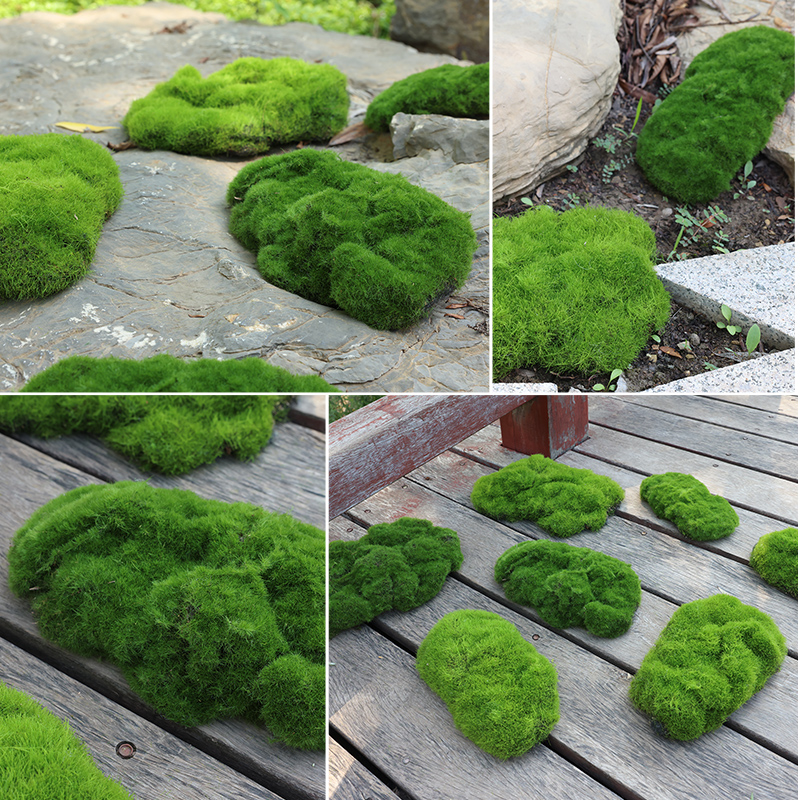 仿真苔藓块植毛石头大小搭配造景装饰青苔石青苔草坪植绒摆件软装 - 图0