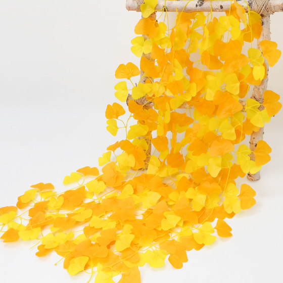 Ginkgo leaf yellow twine water pipe plant fake leaves