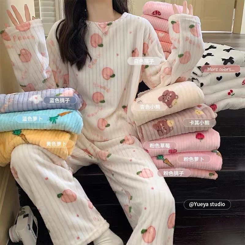 秋冬季珊瑚绒暖暖套装2023年新款加厚大码家居服yq-第3张图片-提都小院