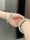 Genuine Xinjiang Hotan jade bracelet, natural jade bracelet, Qingshui material, round strip, green and white jade bracelet, gift for girlfriend and mother