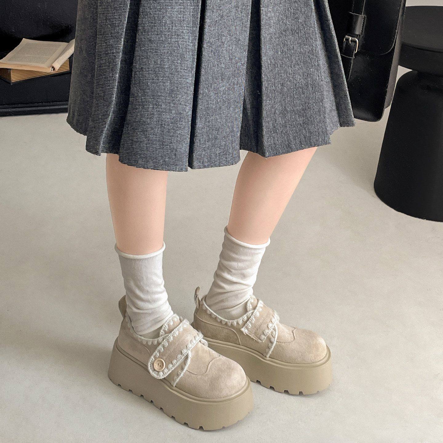 小个子复古厚底勃肯鞋女2026春季新款百搭外穿配裙子增高低帮单鞋,淘宝优惠券,粉丝福利购,淘宝优惠卷