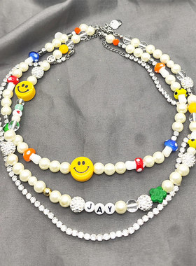 朴宰范JAY字母珍珠项链套装饰品