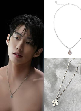 朴宰范同款四叶草钛钢项链圈男女
