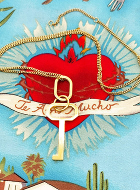 choker黄金色几何钛钢钥匙项链