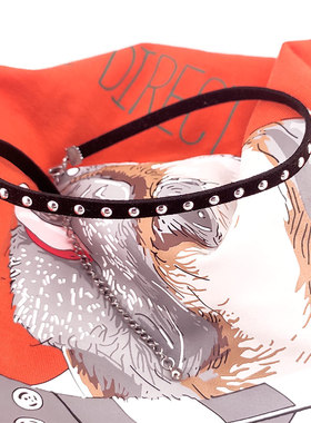 张真源同款黑绒白钉颈项链圈男女