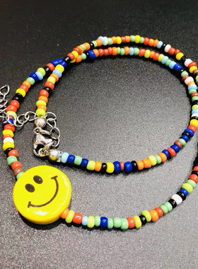 Lisa同款手工串珠笑脸项链jennie