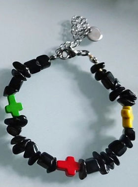 李斯丹妮同款火山黑石十字架手链