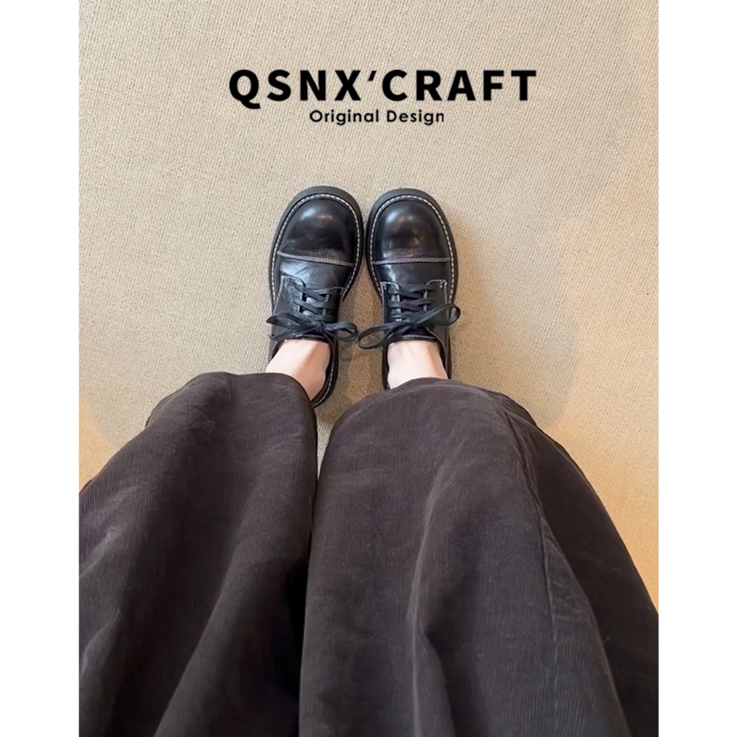 真皮版~英伦风厚底乐福鞋女2025新款系带圆头小皮鞋百搭复古单鞋,淘宝优惠券,粉丝福利购,淘宝优惠卷