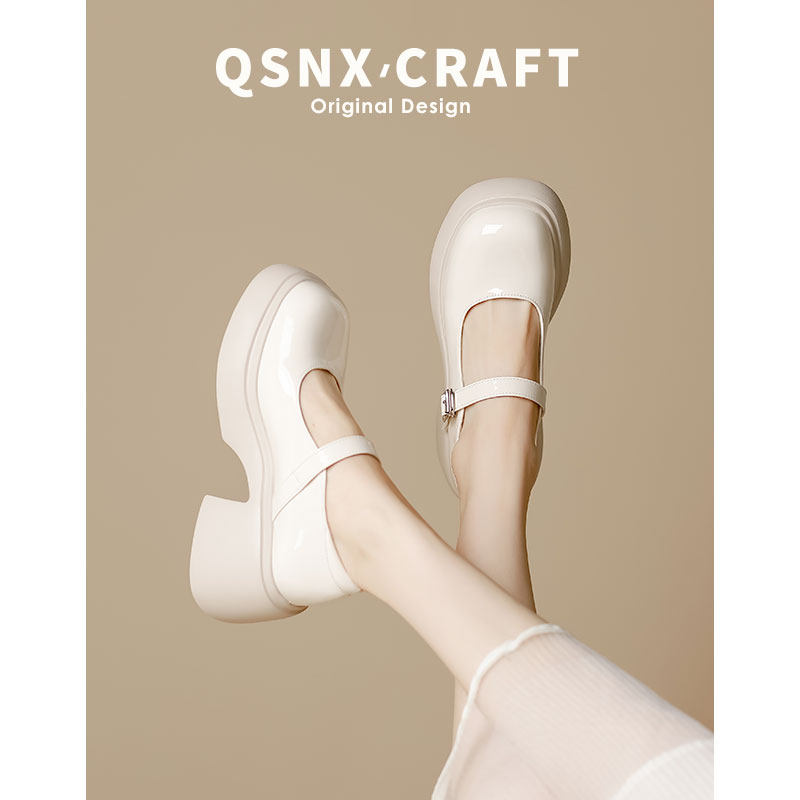 高跟厚底玛丽珍鞋女2024春季新款法式一字扣jk单鞋增高黑色小皮鞋,淘宝优惠券,粉丝福利购,淘宝优惠卷