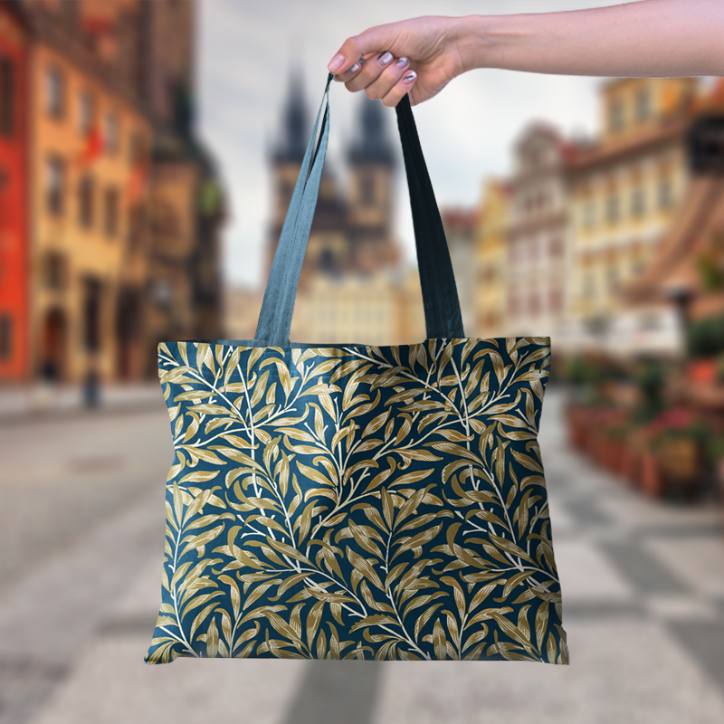 威廉叶纹经典时尚横版拉链布包定制布包手提袋单肩包书包托特包 - 图1