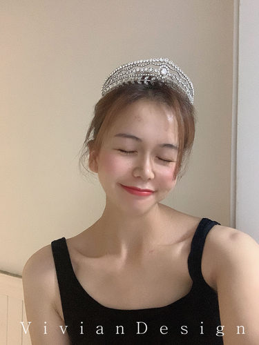 美翻了！新娘皇冠包邮高端奢华水钻锆石大皇冠欧美奢华风跟妆发冠 - 图0