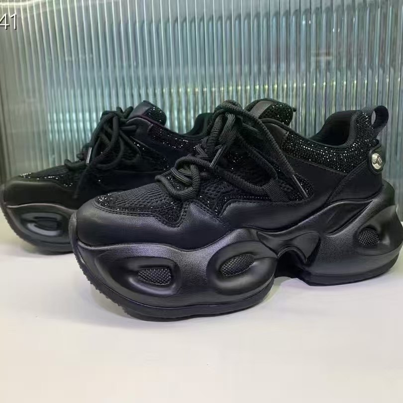 2025春款 时尚高颜值老爹鞋牛皮网面亮钻增高厚底休闲鞋30-11,淘宝优惠券,粉丝福利购,淘宝优惠卷