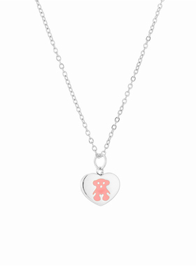 欧美热销彩色小熊爱心链条桃心小熊女款潮流吊坠项链