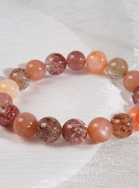 水晶烟花多宝串珠手链女小众感彩发晶红胶花超七手串饰品