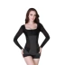 Cơ thể màu đỏ mỏng phần corset lưới thoáng khí chức năng bụng đồ lót nữ nhựa áo dài tay sóng điểm Y - Sau sinh