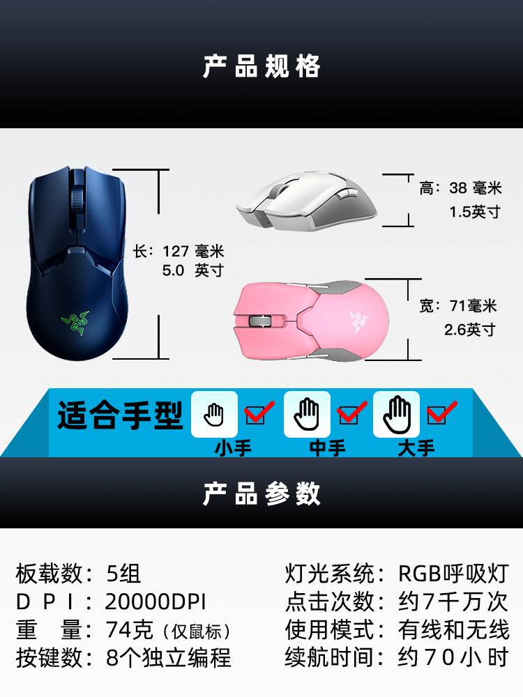 Razer雷蛇无线鼠标毒蝰版充电款蝰蛇电脑电竞游戏底座双模RGB-图2