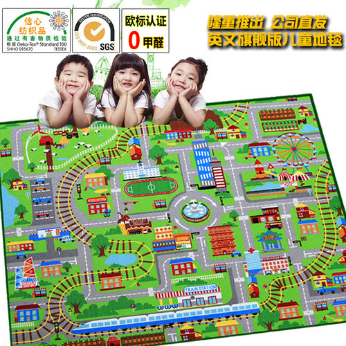 出口款捷成儿童地毯车道轨道城市交通场景玩具车游戏爬行垫 - 图2