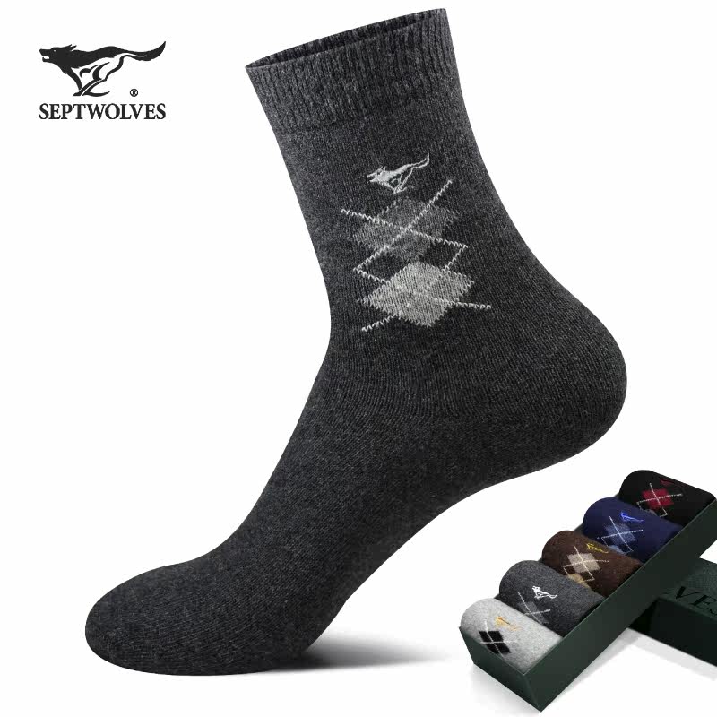 七匹狼男士冬季兔透气中筒羊毛袜 七匹狼内衣短袜/打底袜/丝袜/美腿袜