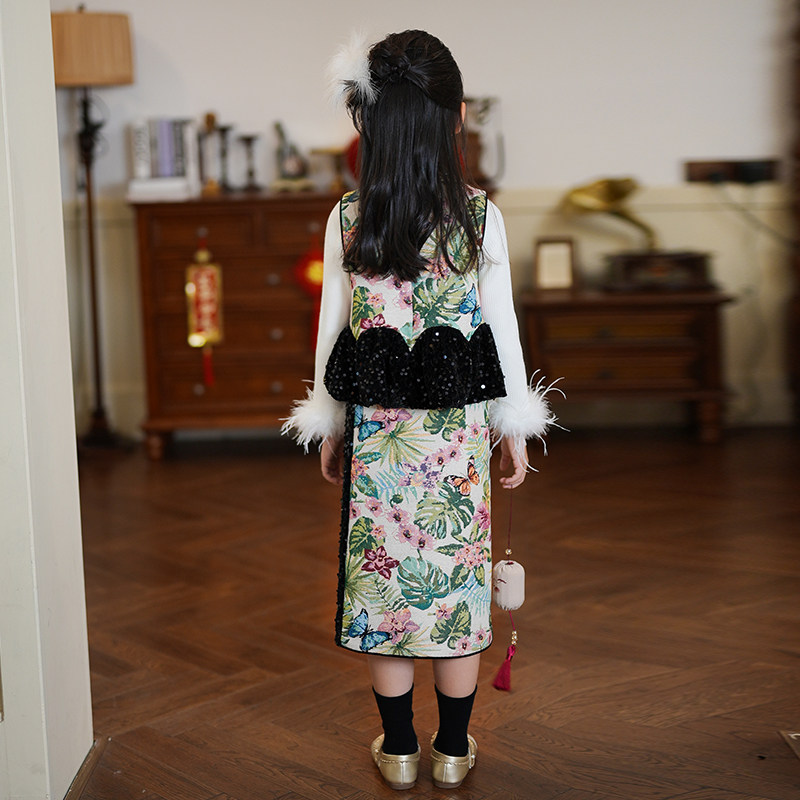 80944女童汉服马甲裤子两件套2025冬季新中式国风拜年服宝宝套装,淘宝优惠券,粉丝福利购,淘宝优惠卷