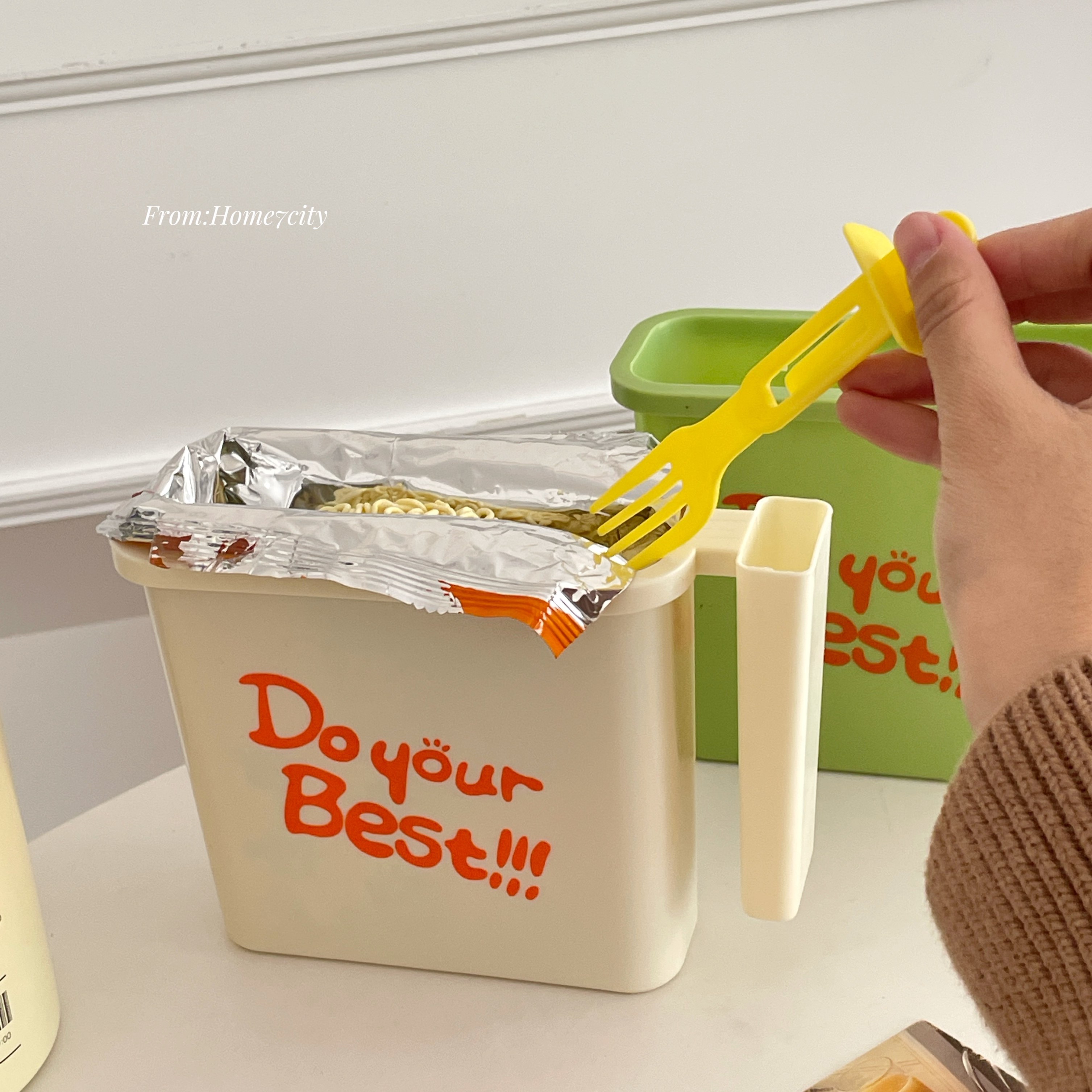 网红同款泡面碗！学生好物袋装泡面盒手柄碗自带叉子懒人免洗神器,淘宝优惠券,粉丝福利购,淘宝优惠卷