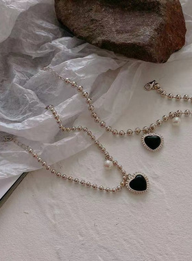 复古嘻哈圆珠爱心手链ins简约嘻哈小众设计手饰2021新情侣手链