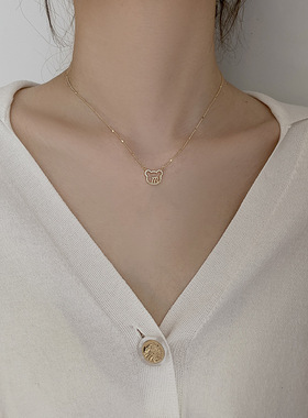 日韩风气质小熊吊坠项链设计