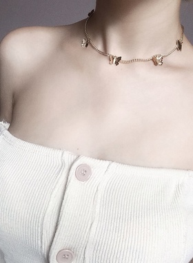 choker蝴蝶甜美风显瘦吊坠项链
