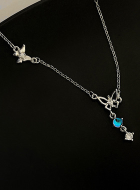 极光月光石蝴蝶项链简约